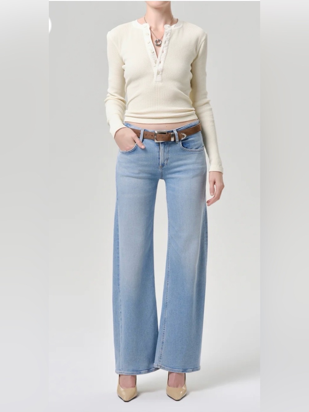 Citizen of Humanity Nora Trouser Leg Wide Jeans in Bowery 26 $258